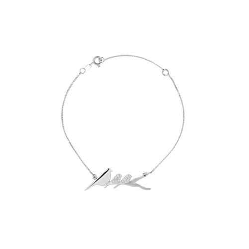 Pulseira Filhotes 3 Pássaros de Ouro Branco 18k com Diamantes