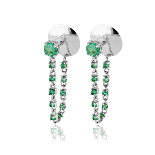Brincos Riviera Vitality de Ouro Branco 18k com Esmeraldas
