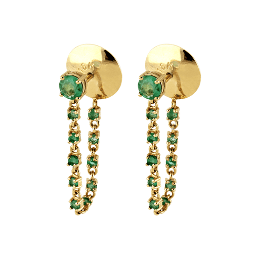 Brincos Riviera Vitality de Ouro 18k com Esmeraldas