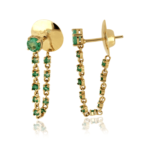 Brincos Riviera Vitality de Ouro 18k com Esmeraldas