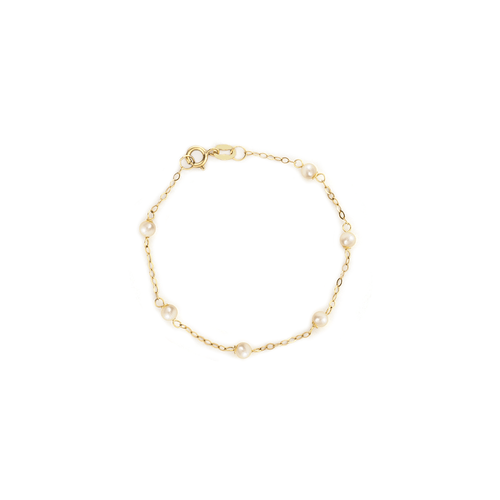 Pulseira Infantil de Ouro 18k com Pérolas