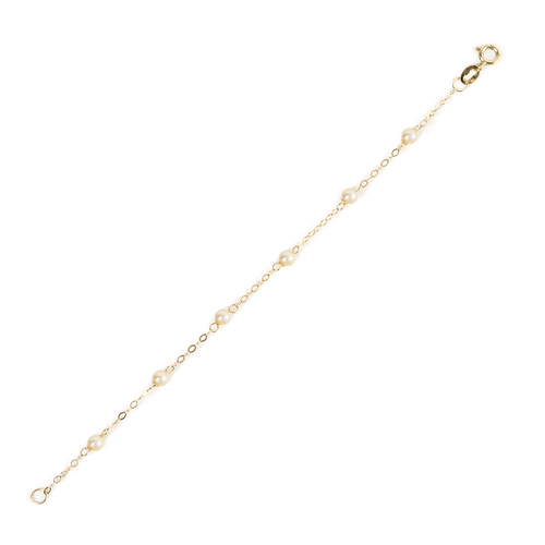 Pulseira Infantil de Ouro 18k com Pérolas