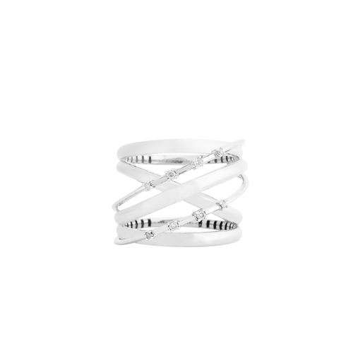 Anel Sparkle G de Ouro Branco 18k com Diamantes