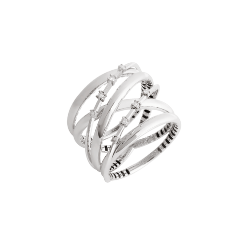 Anel Sparkle G de Ouro Branco 18k com Diamantes