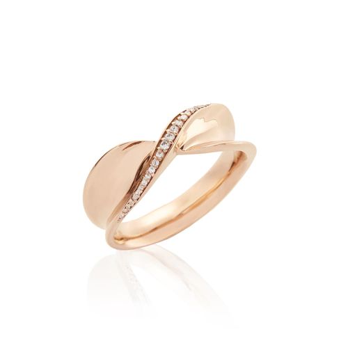 Anel Entrelaços de Ouro Rosé 18k com Diamantes