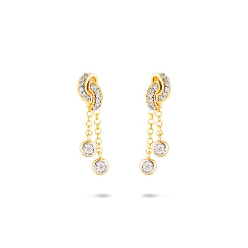 Brincos Encontros Pêndulos de Ouro Amarelo 18k com Diamantes