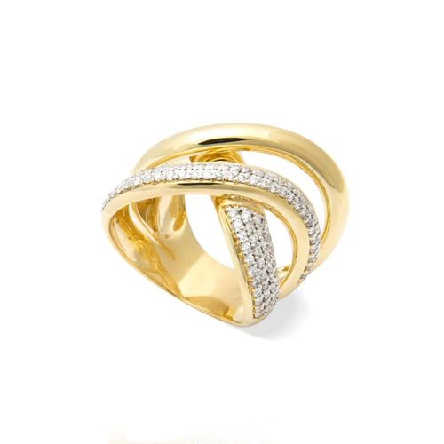 Anel Hug Entrelaçado de Ouro Amarelo 18k com Diamantes