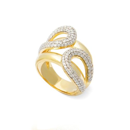 Anel Hug Curvas de Ouro Amarelo 18k com Diamantes