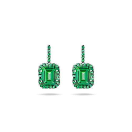 Brincos Viva de Ouro Branco 18k com Topázio Verde e Esmeraldas