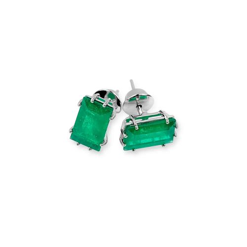 Brincos Vital de Ouro Branco 18k com Esmeraldas