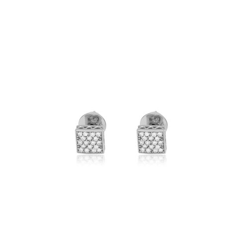 Brincos Quadrados de Ouro Branco 18k com Diamantes