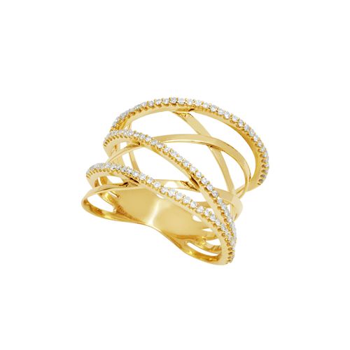Anel Fitas G de Ouro 18k com Diamantes