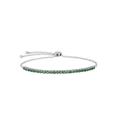 Pulseira Meia Riviera de Branco Ouro 18k com Esmeraldas ( 2,5 PTS)