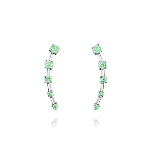 Brinco Ear Cuff Vitality de Ouro Branco 18k com Esmeraldas