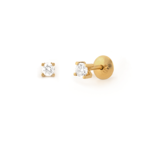 Brincos Ponto de Luz Ouro 18k com Diamante de 7 pontos