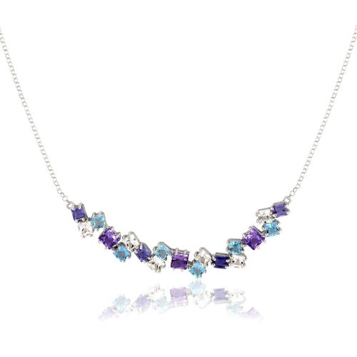 Colar Choker Acqua de Ouro Branco 18k com Mix de Pedras Brasileiras
