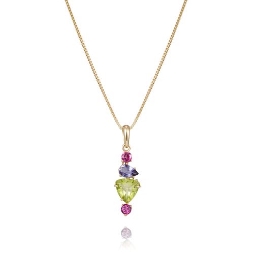 Pingente Floratta de Ouro 18k com Mix de Pedras Brasileiras