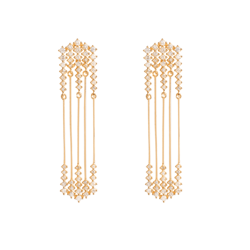 Brincos Longos Candle de Ouro 18k com Diamantes
