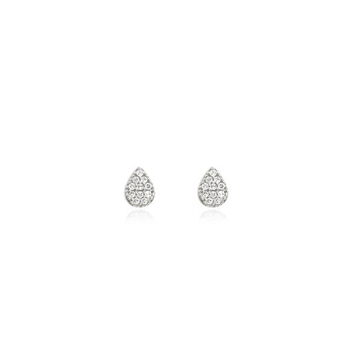 Brincos Dream Gota Mini de Ouro Branco 18k com Diamantes