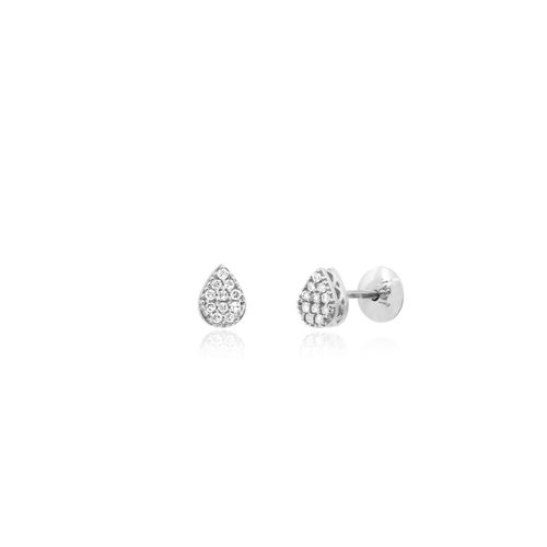 Brincos Dream Gota Mini de Ouro Branco 18k com Diamantes