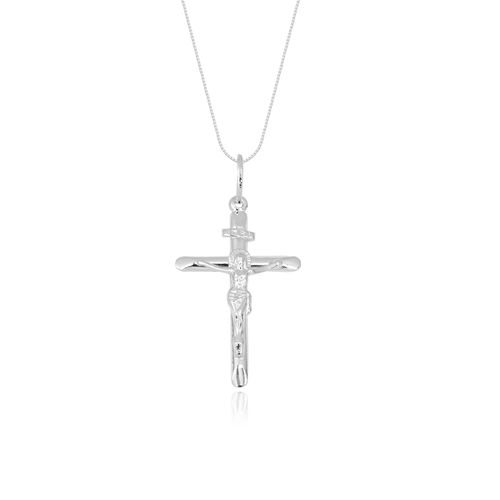 Pingente Crucifixo de Ouro Branco 18k