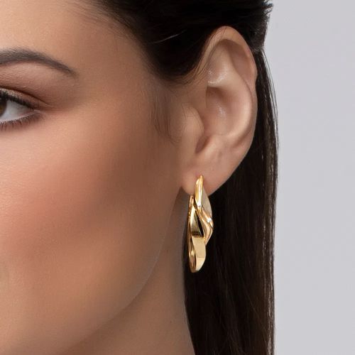 Brincos de Argola Sand de Ouro 18k com Diamantes