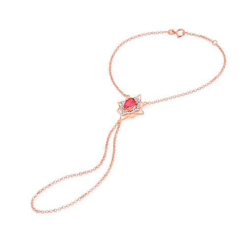 Pulseira Erté de Ouro Rosé 18k com Turmalinas Rosa e Diamantes