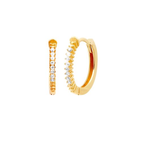 Brincos Argola 12 mm de Ouro Amarelo 18k com Diamantes