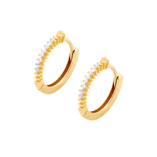 Brincos Argola 12 mm de Ouro Amarelo 18k com Diamantes