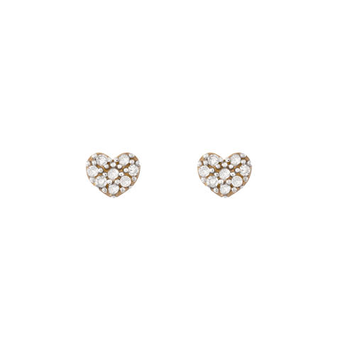 Brincos Coração Mini de Ouro 18k com Diamantes