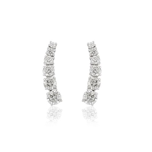 Brincos Ear Cuff Seeds de Ouro Branco 18k com Diamantes