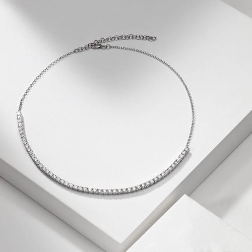 Choker Seeds Meia Riviera de Ouro Branco 18k com Diamantes