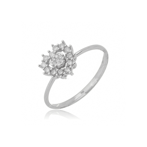Anel Vintage Coração de Ouro Branco 18k com Diamantes