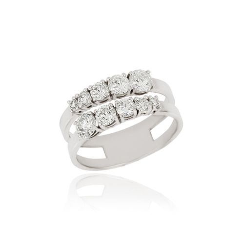 Anel Duplo Seeds de Ouro Branco 18k com Diamantes