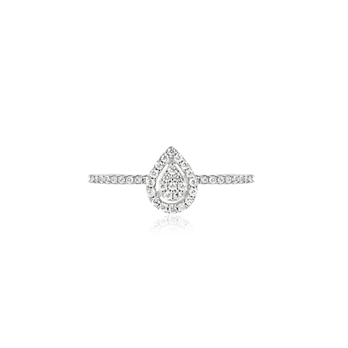 Anel Starlight Chuveiro Gota de Ouro Branco 18k com Diamantes