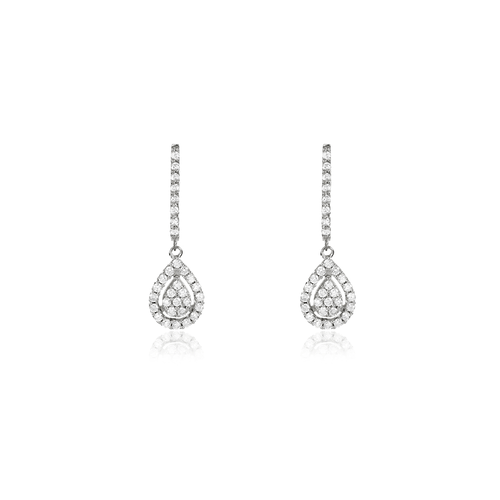 Brincos Starlight Chuveiro Gota de Ouro Branco 18k com Diamantes
