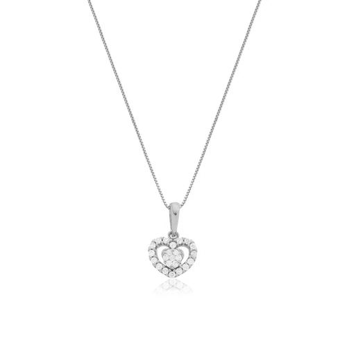 Colar Starlight Coração de Ouro Branco 18k com Diamantes