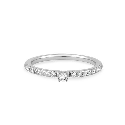 Anel Solitário de Ouro Branco 18k com Diamante 5 Pts
