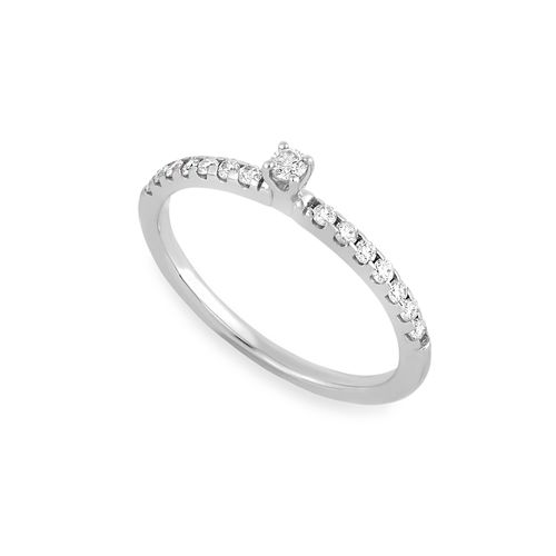 Anel Solitário de Ouro Branco 18k com Diamante 5 Pts