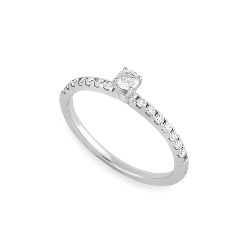 Anel Solitário Marry Me de Ouro Branco 18k com Diamantes 10 Pts