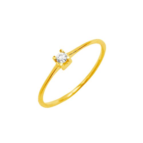 Anel Solitário Tradition de Ouro Amarelo 18k com Diamante de 5 Pontos