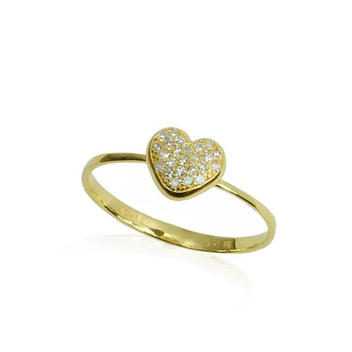Anel de Coração G de Ouro 18k com Diamantes