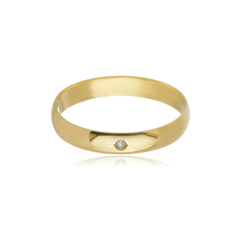 Aliança de Ouro 18k Anatômica com Diamante