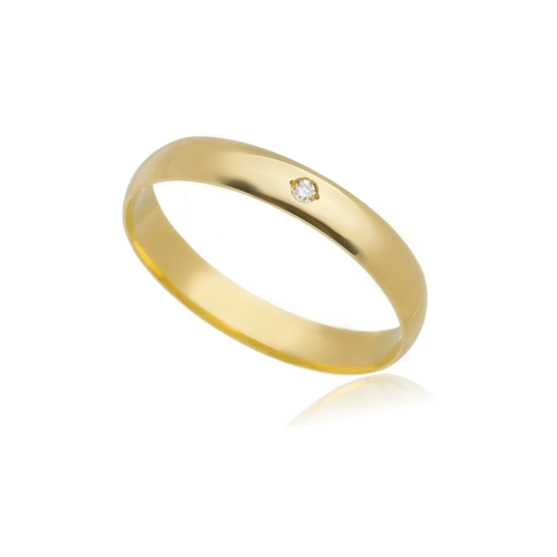 Aliança de Ouro 18k Anatômica com Diamante