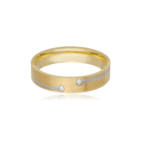 Aliança de Ouro 18k Reta e Anatômica com Diamantes