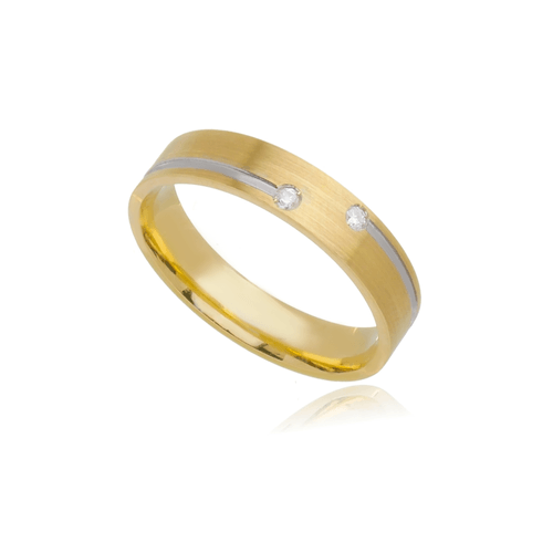 Aliança de Ouro 18k Reta e Anatômica com Diamantes