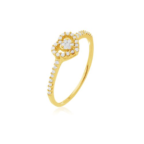 Anel Starlight Coração de Ouro 18k com Diamantes