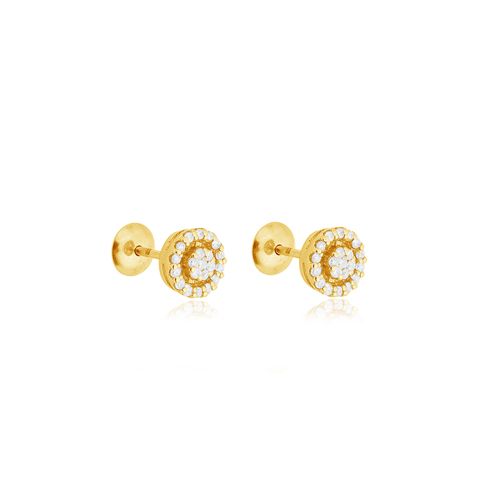 Brincos Starlight Redondo de Ouro 18k com Diamantes
