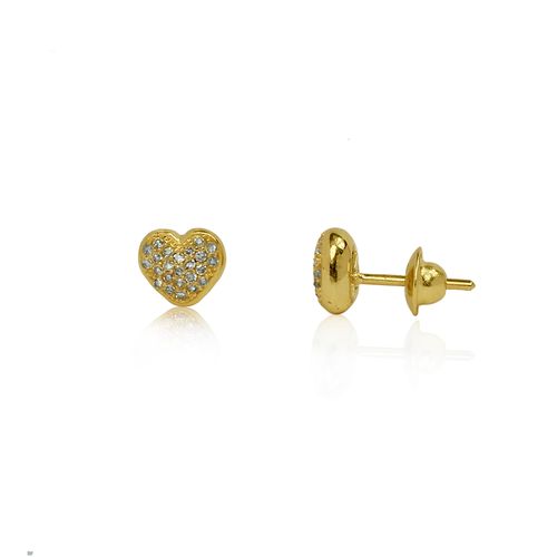 Brincos de Coração G de Ouro 18k com Diamantes