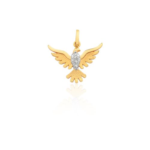 Pingente Divino Espírito Santo Mini de Ouro 18k com Diamantes